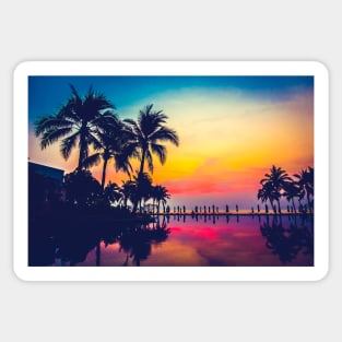 Tropical Ocean Beach Palm Trees Sunset Sticker